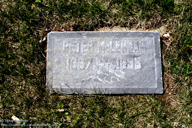Photo of headstones/Peter McLennan 1867-1896 hdstn Gillies cem Elgin ON